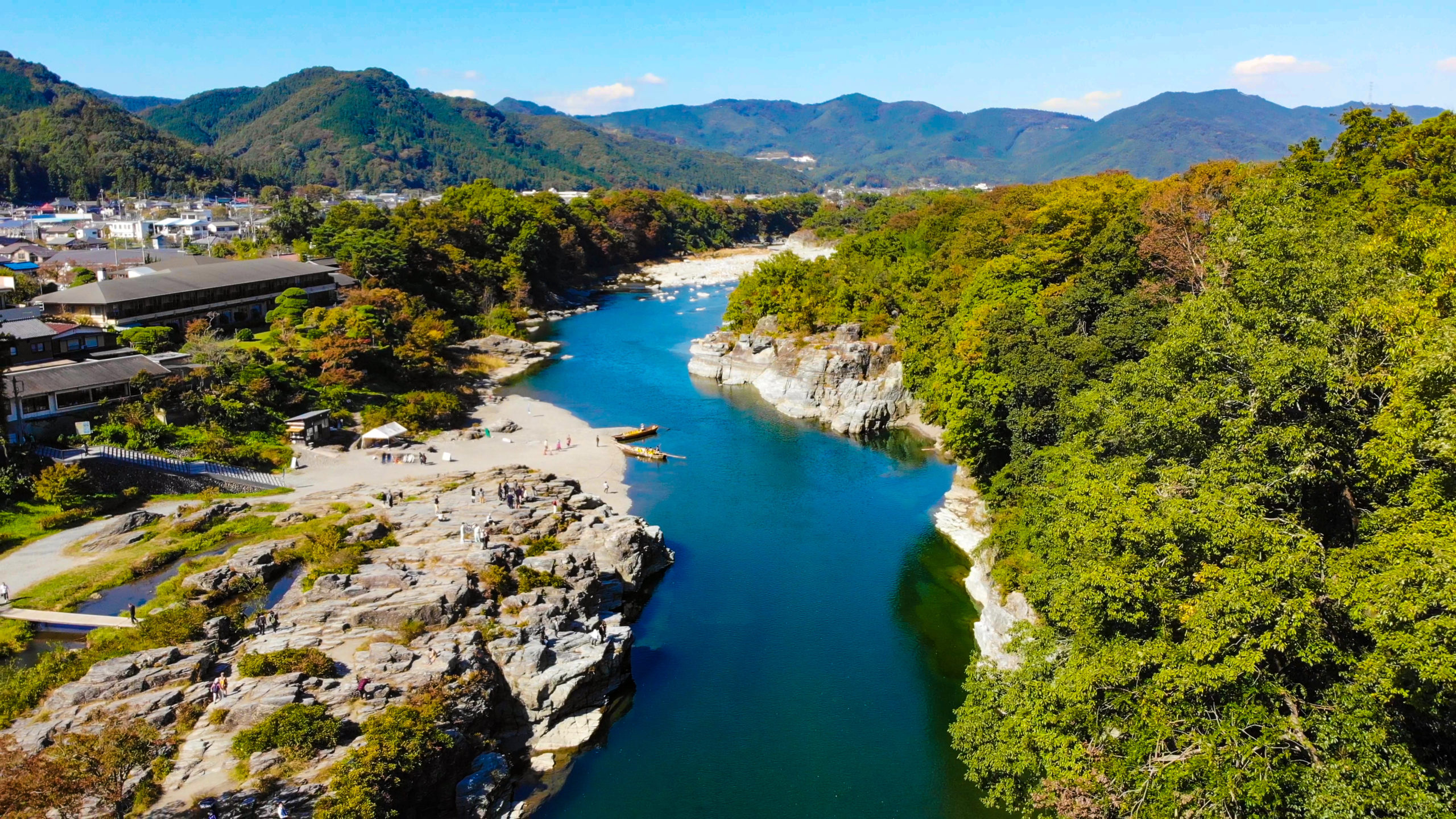 長瀞渓谷　ドローン空撮　埼玉県秩父郡